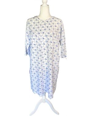 Vintage Carole Floral Lace 3/4 Sleeve Cotton Nightgown